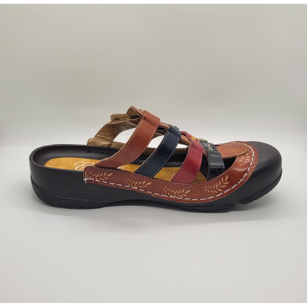 Elite by Corkys Heidi Leather Clog Sandal Women 7 Boho Comfy Vibrant Multicolor - Picture 10 of 16